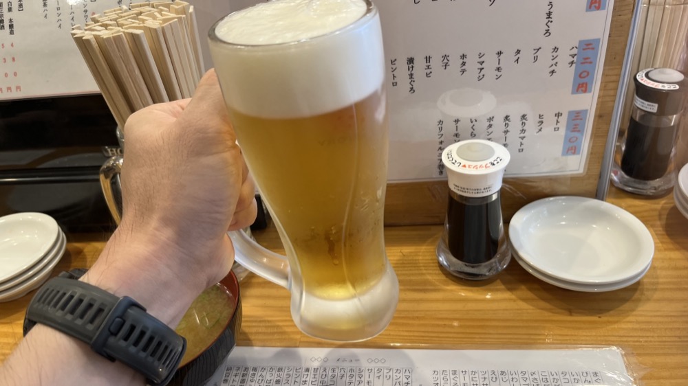 神田 立ち食い寿司 大松で生ビール